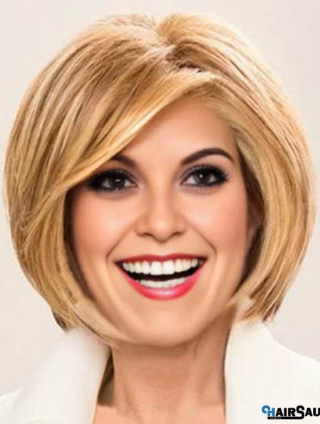6 inch Chin Length Monofilament Blonde Bob Cut Wigs Women