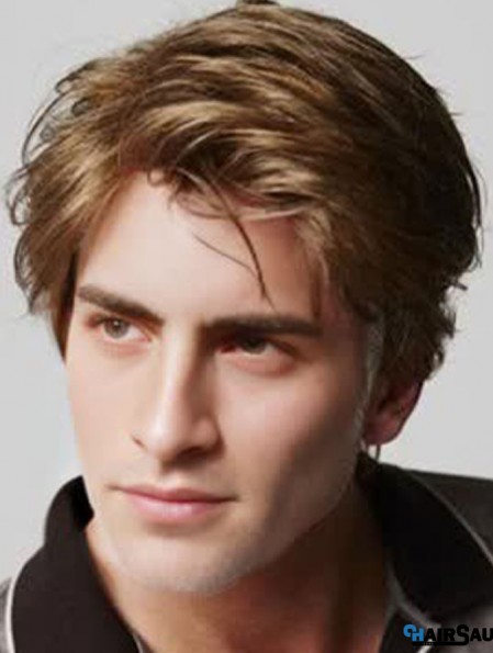 Blonde Capless Straight Remy Human Short Wigs For Men Models