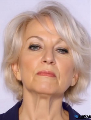 Cheap Grey Wigs Remy Human Grey Cut Wavy Style Short Length
